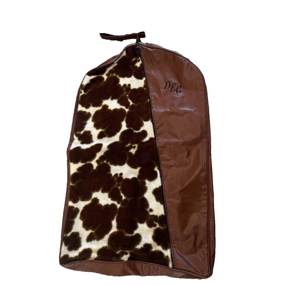 Faux Leather / Cow Hide Garment Bag W Initials. "37 & Shoe Compartments